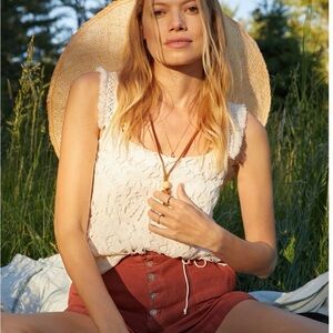Anthropologie Tiny Macie Lace Cream Tank Top